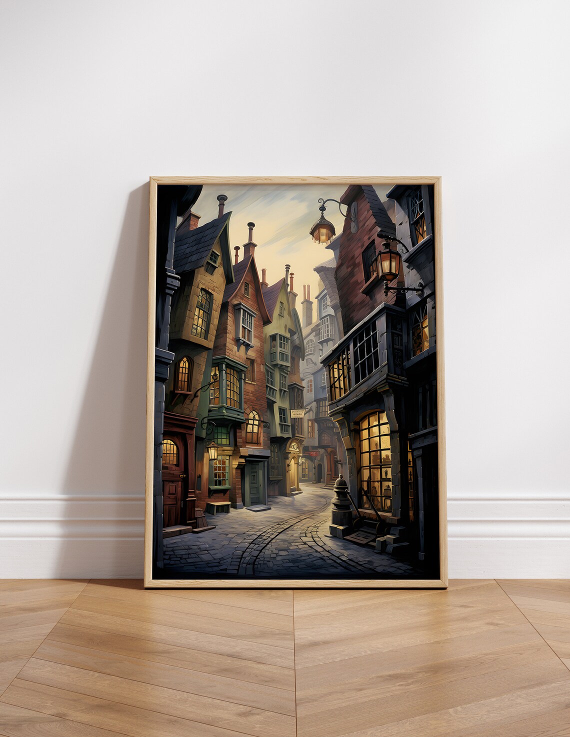 Diagon Alley Wizard Village Magical Cobblestone Street Poster