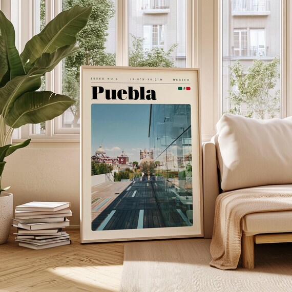 Puebla Mexico Rooftop View With Historic Church Domes Poster