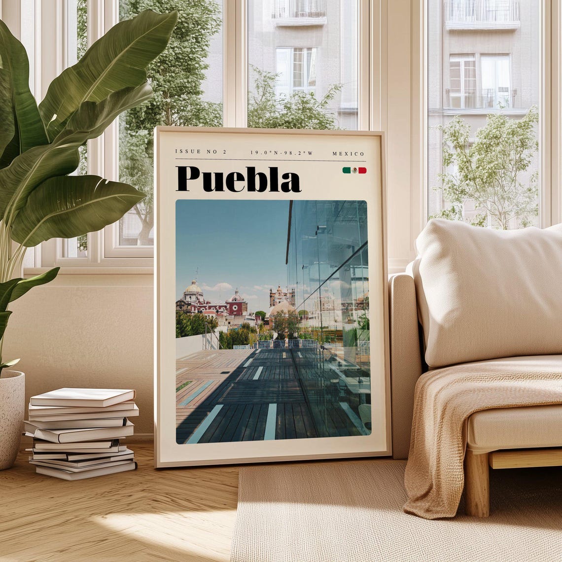 Puebla Mexico Rooftop View With Historic Church Domes Poster