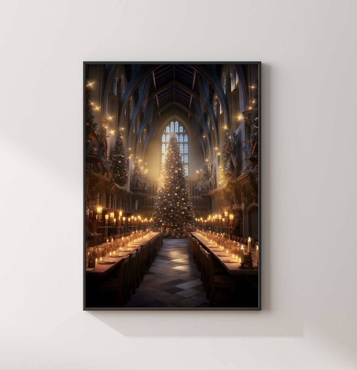 Hogwarts Great Hall at Christmas Candlelit Feast Wizard Poster - Image 2