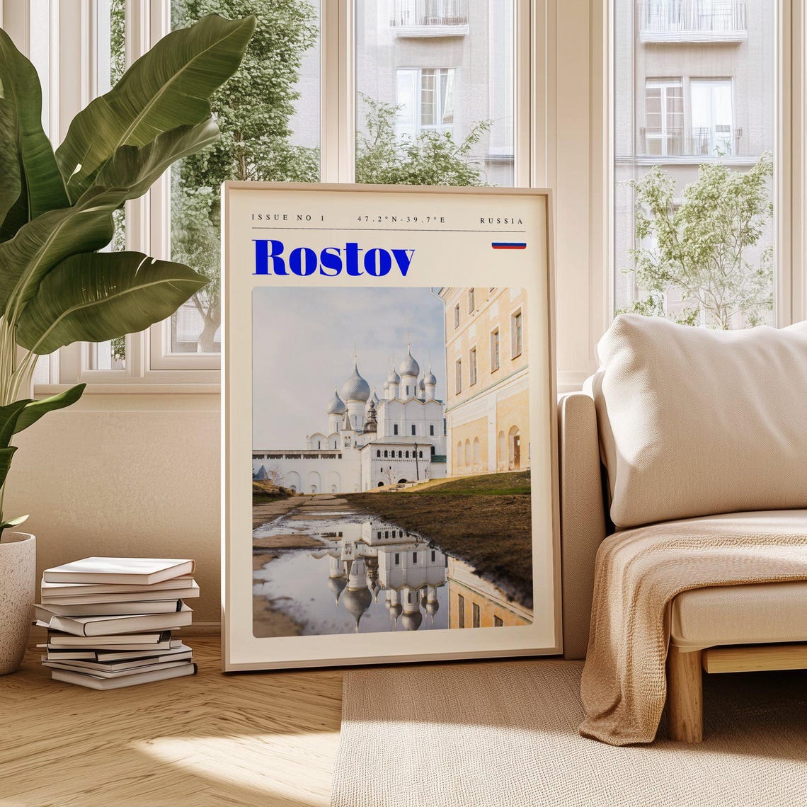 Rostov White Kremlin Onion Domes Reflection Russia Travel Poster