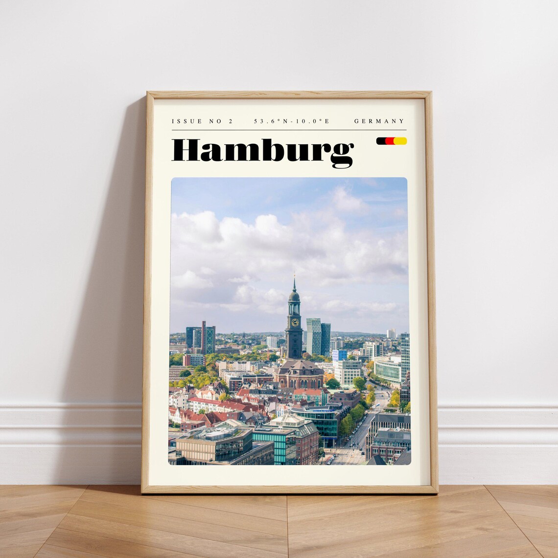 Hamburg Old Town Michel Tower Skyline Issue 2 Retro Travel Poster - Image 3