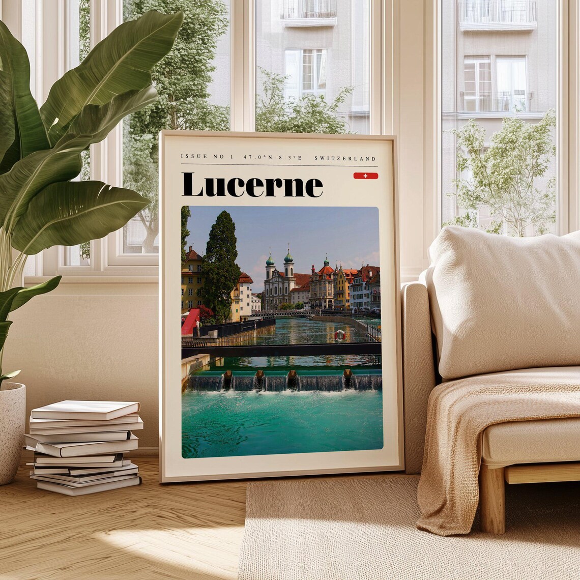 Lucerne Switzerland Old Town River Turquoise Water Travel Poster
