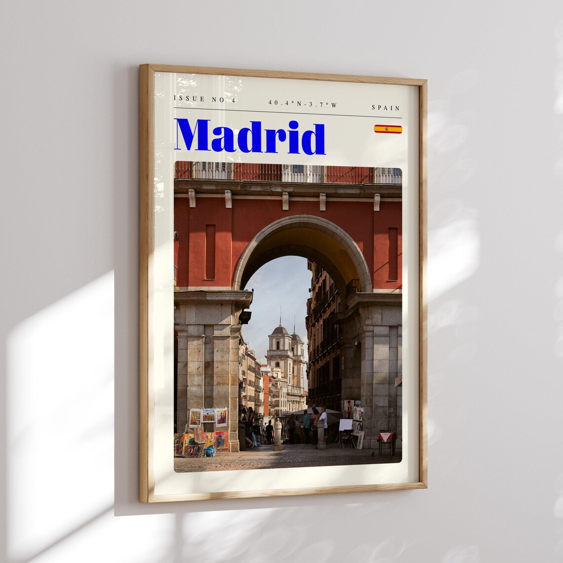 Madrid Spain Plaza Mayor Arch Street Market Scene Travel Poster - Image 2