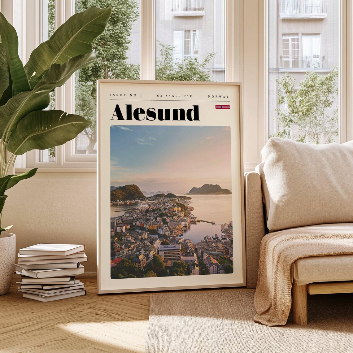 Alesund Norway Coastal Islands Sunset Scenic Fjord Art Poster
