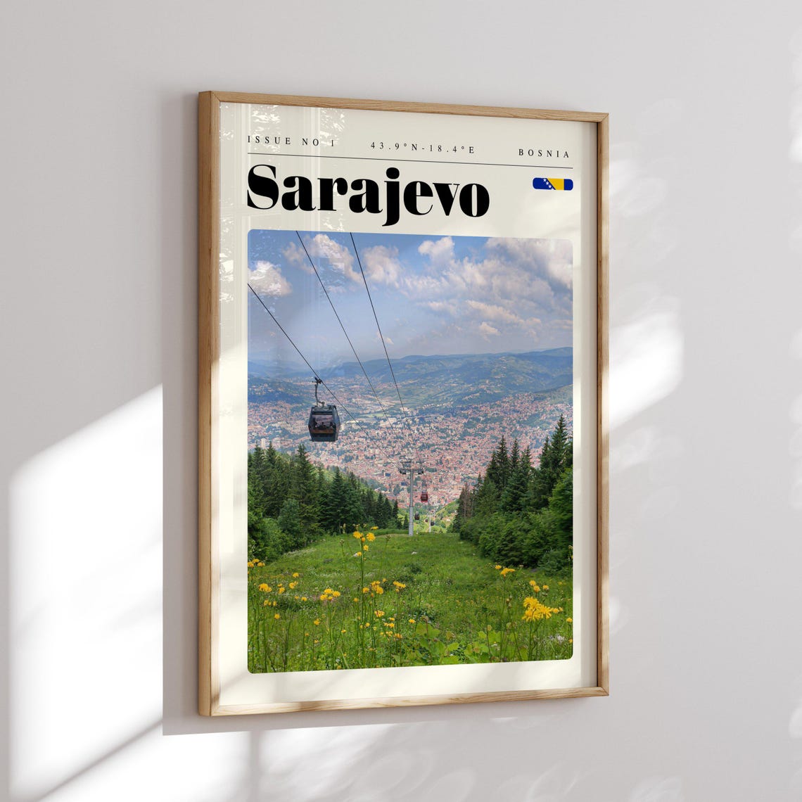 Sarajevo Bosnia Cable Car Scenic Mountain Valley City View Poster - Image 2