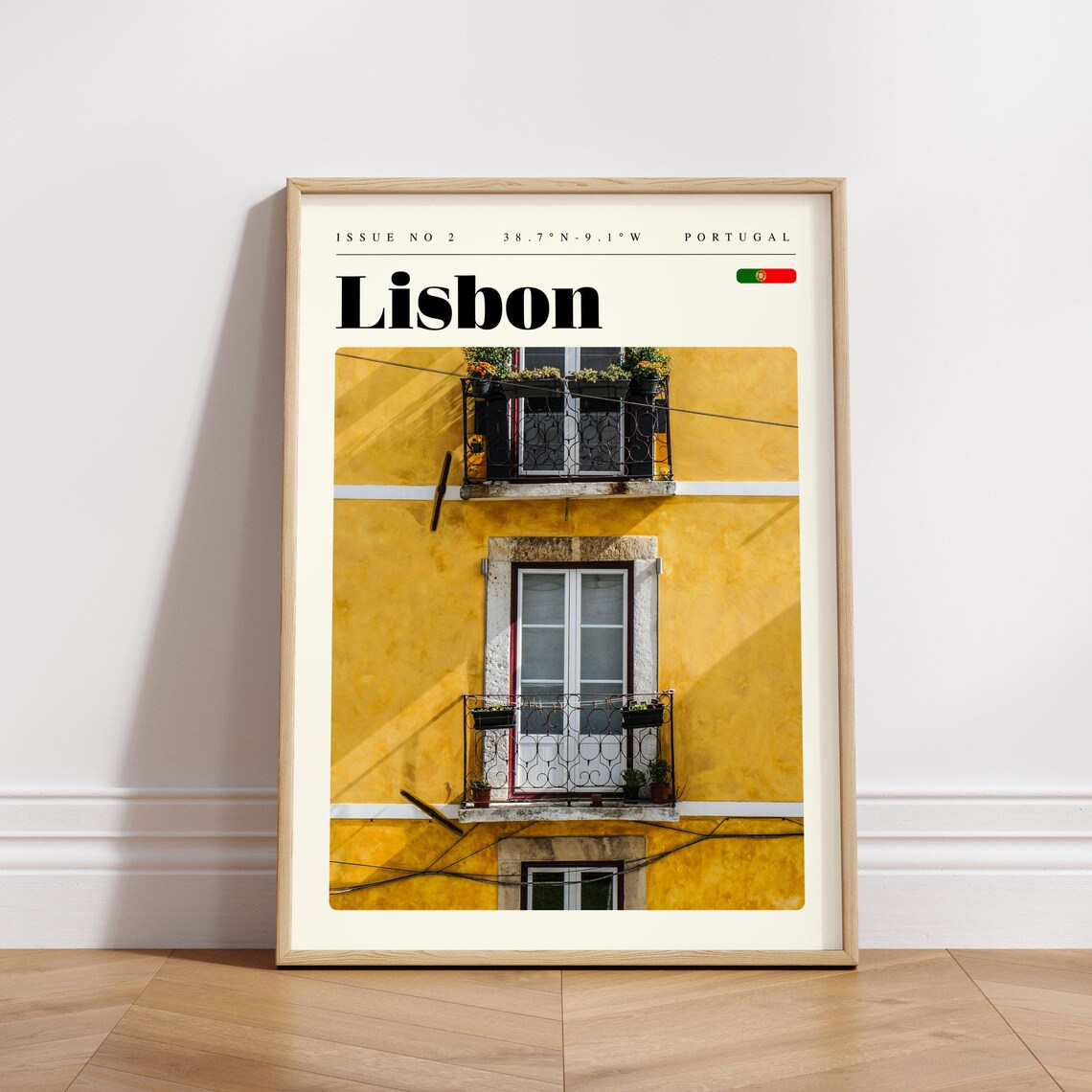 Lisbon Portugal Golden Facade Wrought Iron Balconies Travel Poster - Image 3