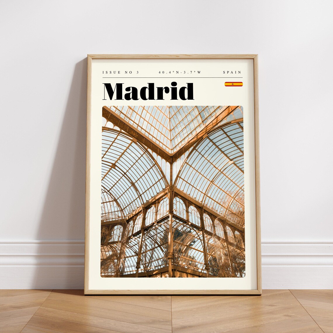 Madrid Spain Crystal Palace Glass Vault Modern Travel Poster - Image 3