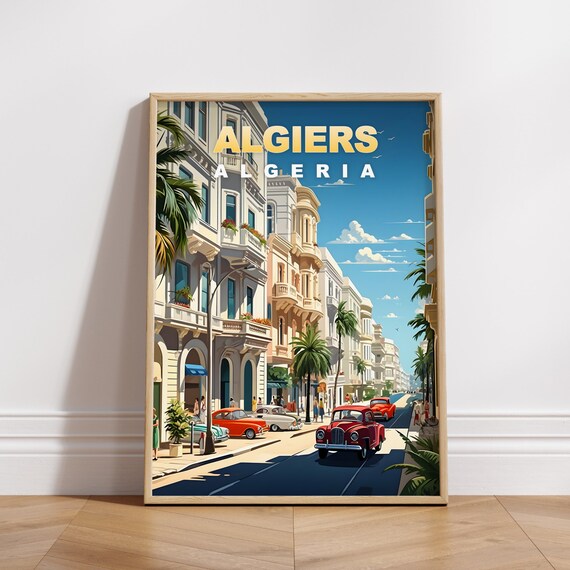 Algiers Travel Poster Algeria Print Retro Wall Art Wall Decor Vintage Africa Cities Art Decoration