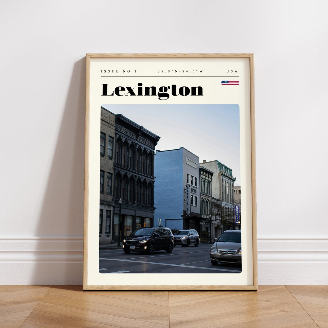 Lexington USA Historic Downtown Street Evening Scene Travel Poster - Image 3
