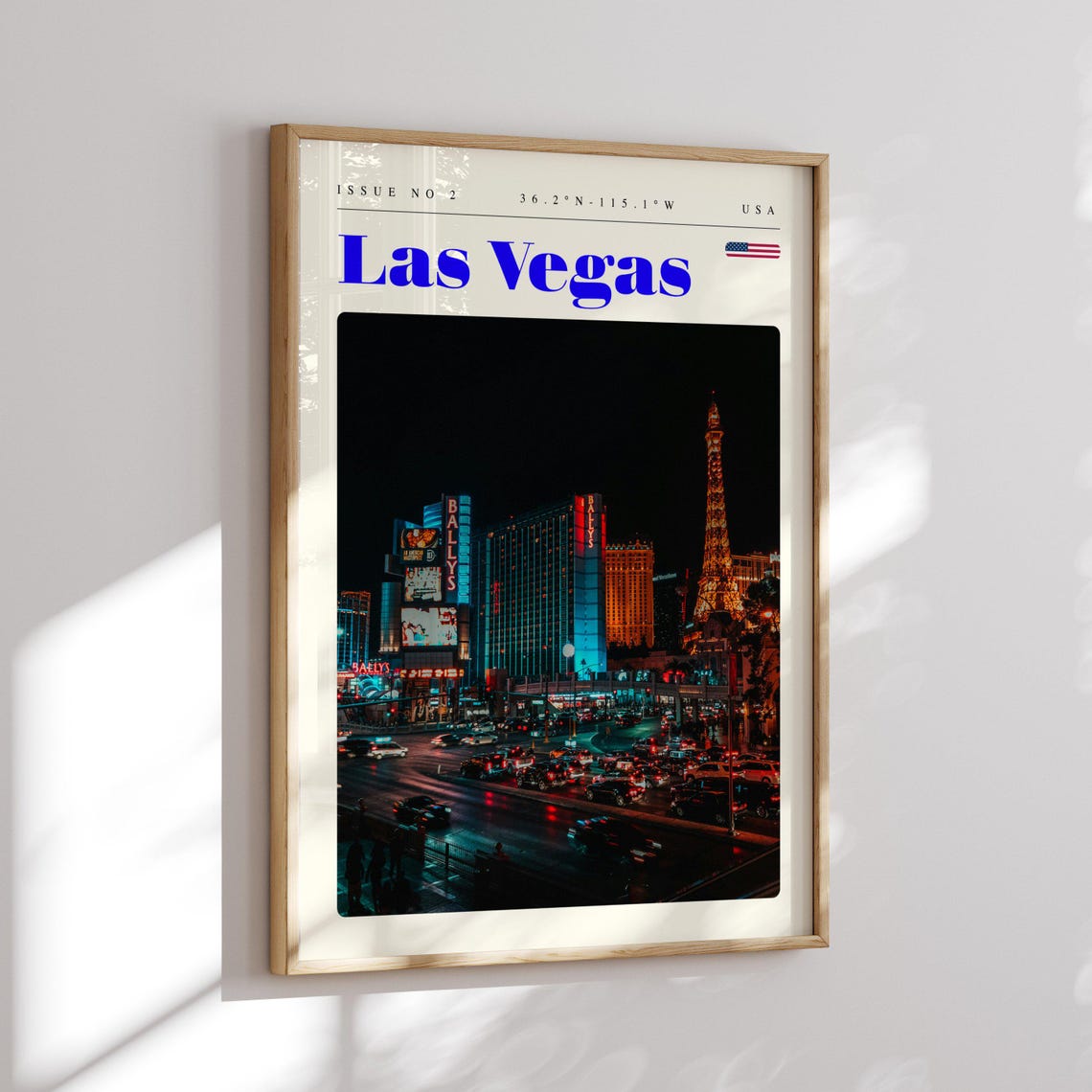 Las Vegas Strip Neon Lights Night Skyline Travel Poster Decor - Image 2