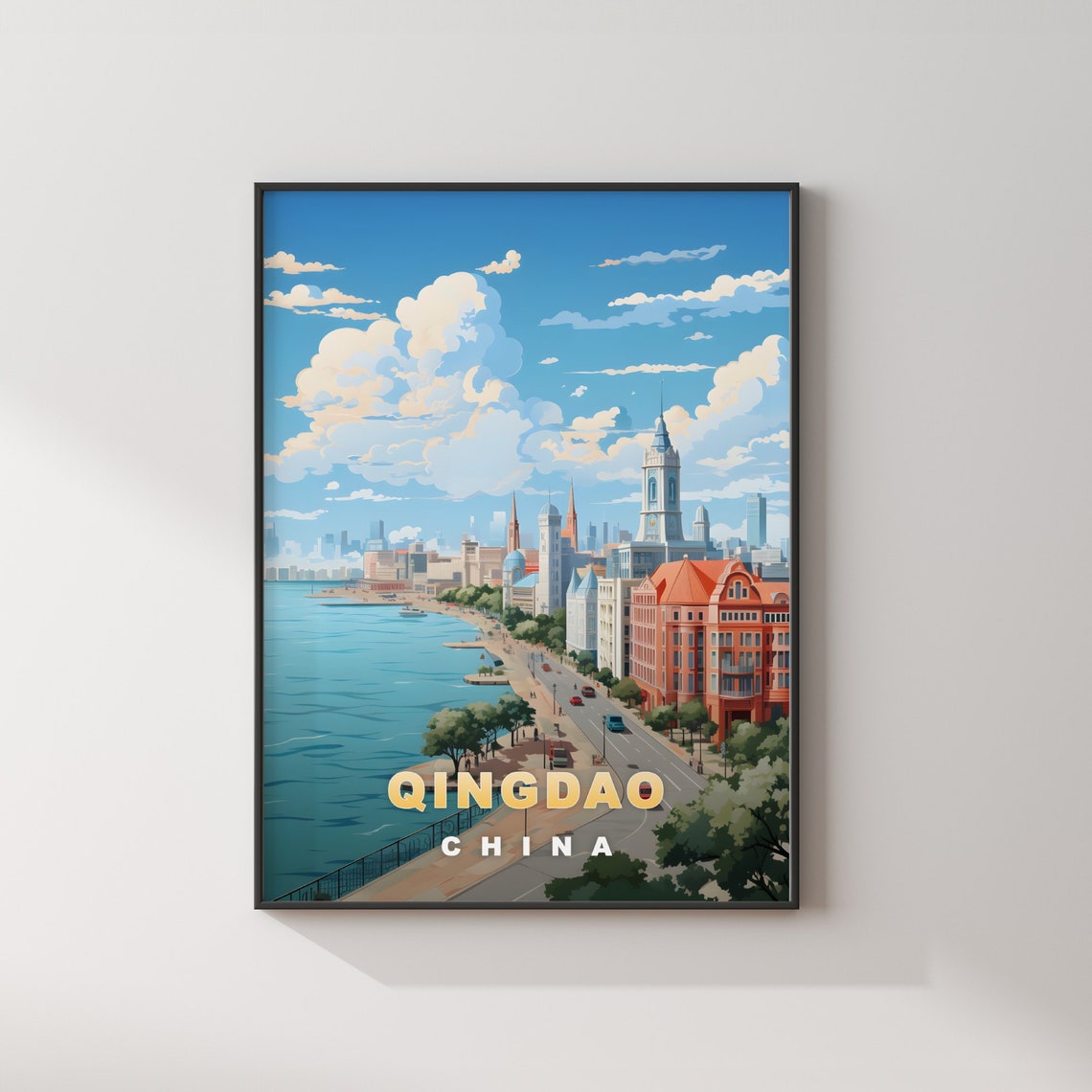 Qingdao China Harbor Promenade Colonial Waterfront Travel Poster - Image 2