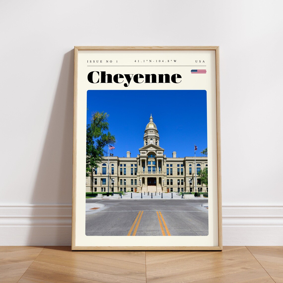 Cheyenne Wyoming Gold Domed State Capitol Sunny Day Travel Poster - Image 3