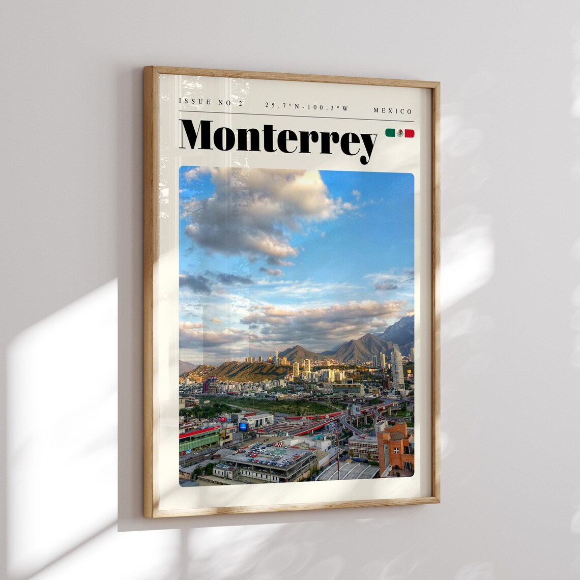 Monterrey Mexico City Panorama Mountain Peaks Dramatic Sky Travel Poster - Image 2