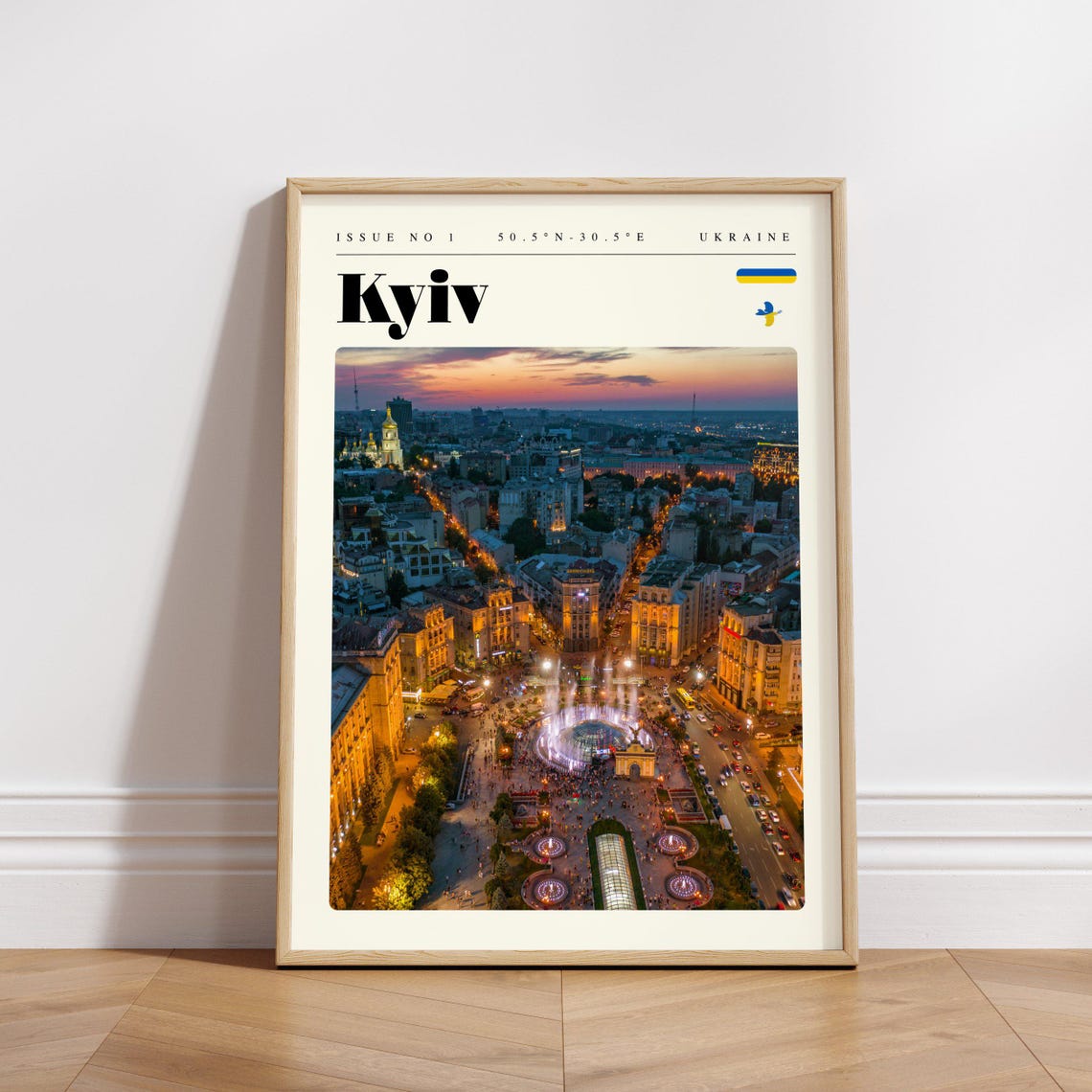 Kyiv Ukraine Maidan Square Independence Dusk City Lights Travel Poster - Image 3