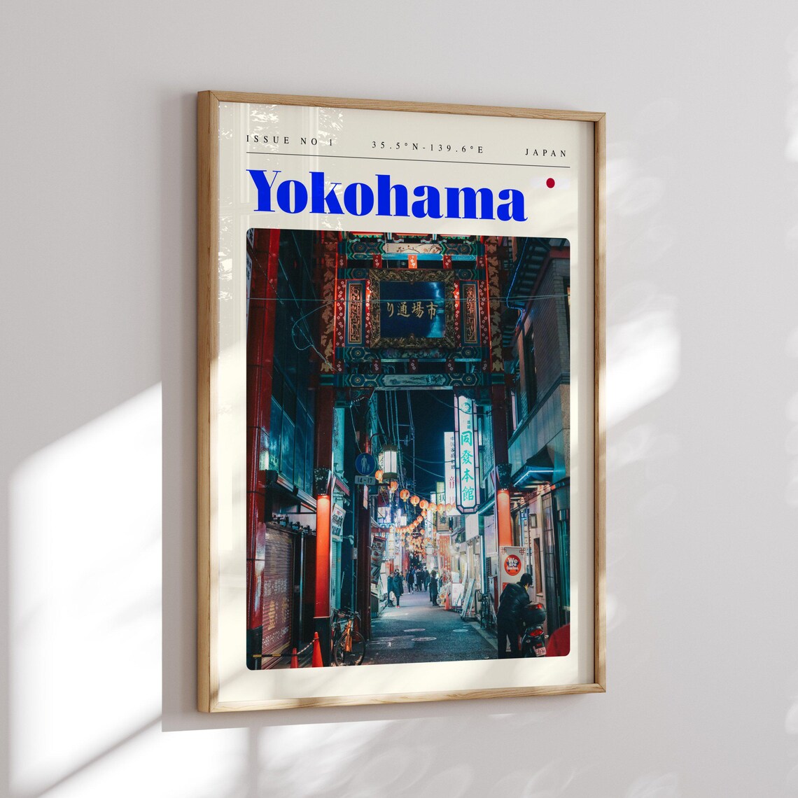 Yokohama Japan Vintage Travel Poster Chinatown Lanterns at Night - Image 2