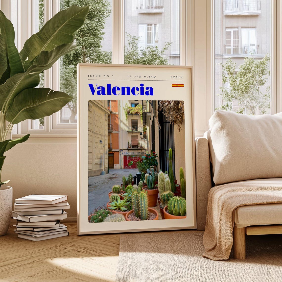 Valencia Spain Cactus Garden Courtyard Mediterranean Travel Poster