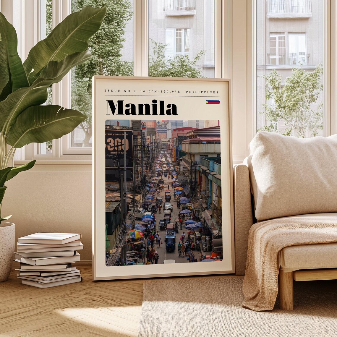 Manila Philippines Bustling Market Street Photo Travel Poster
