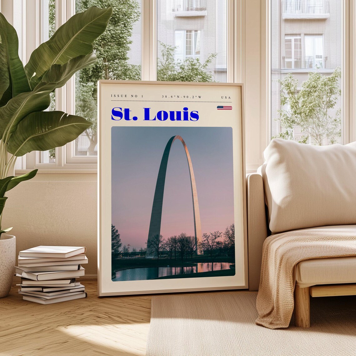 St Louis Missouri Vintage Travel Poster With Gateway Arch at Sunset
