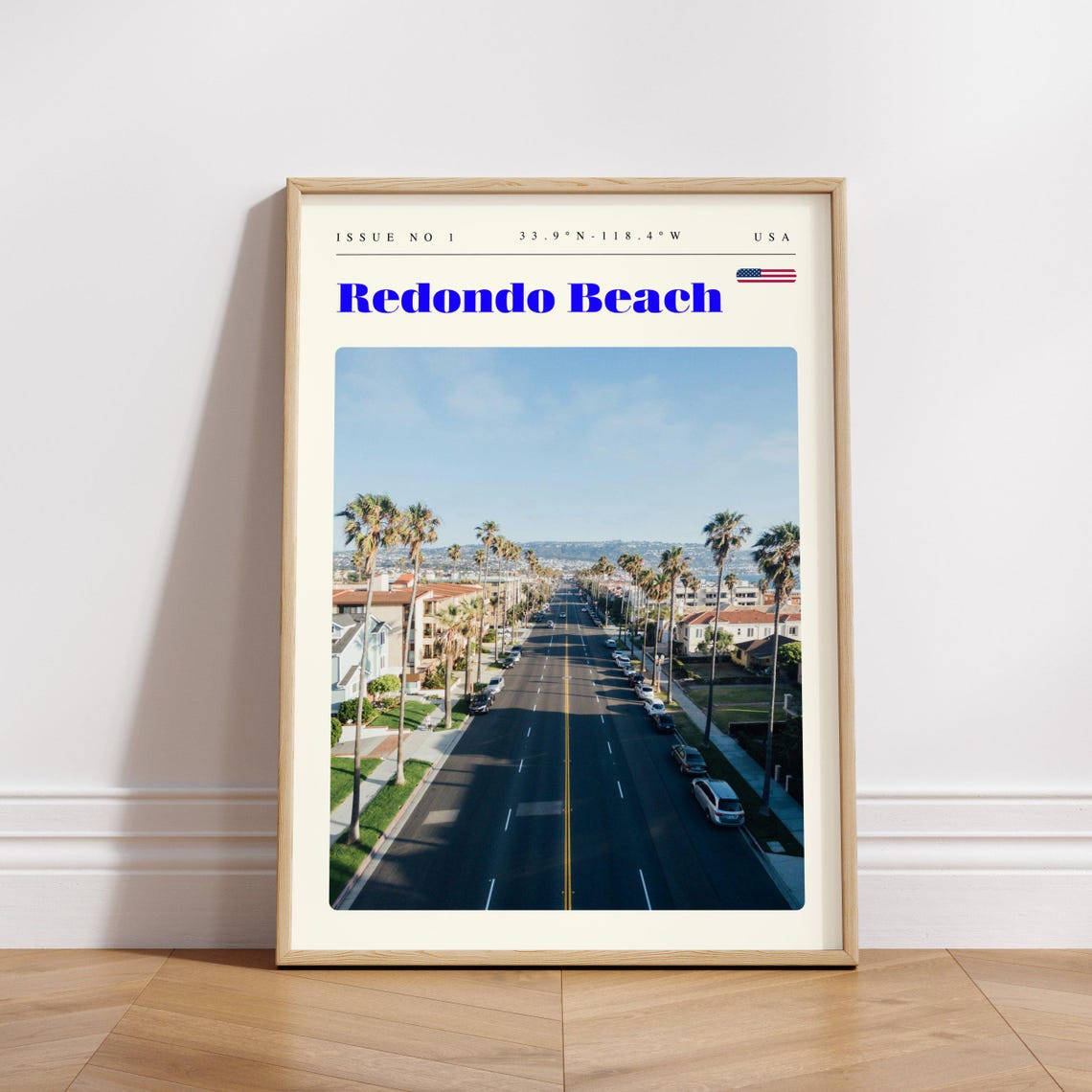 Redondo Beach California Palm Lined Boulevard Coastal Travel Poster - Image 3