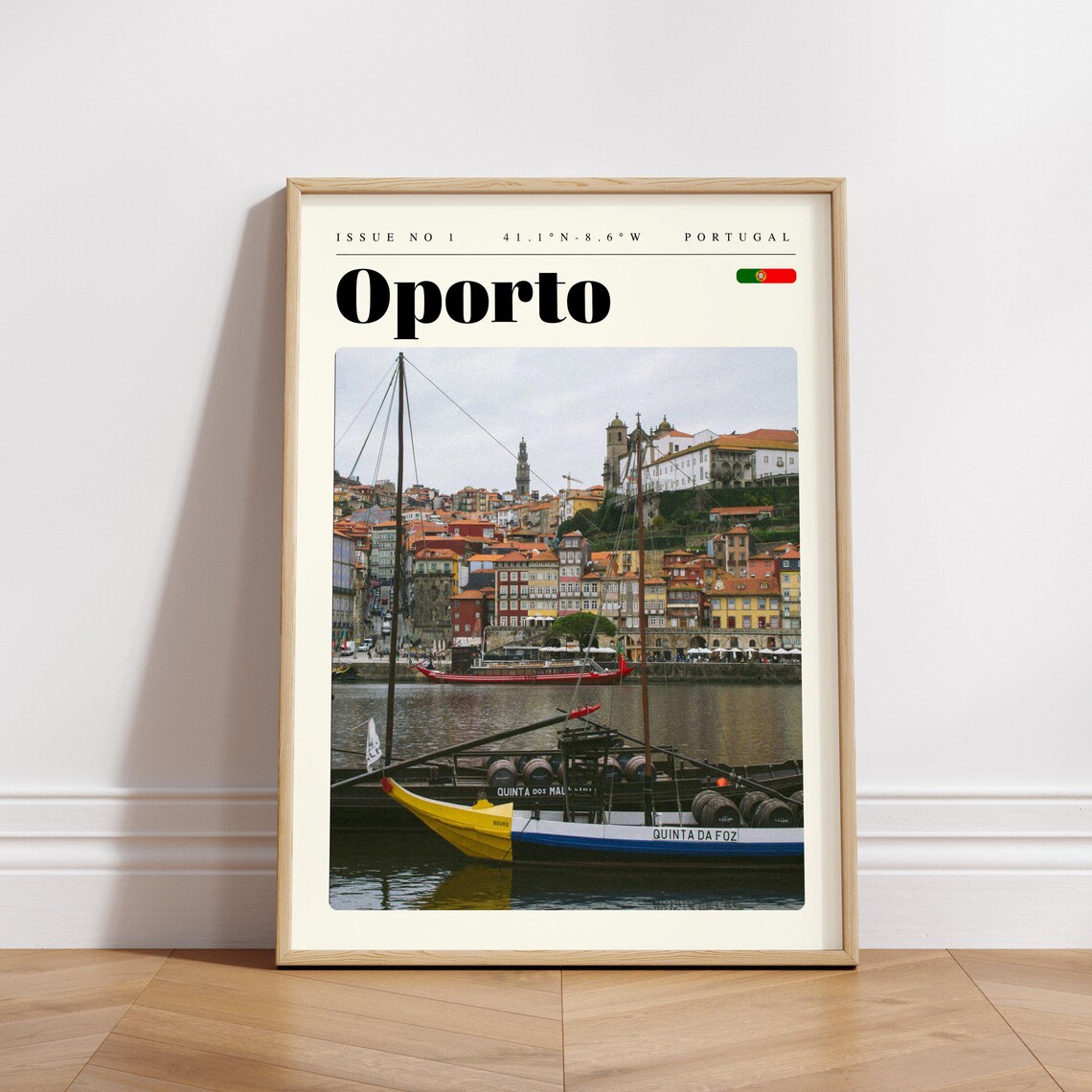 Oporto Portugal Douro River Boats Old Town Modern Travel Poster - Image 3