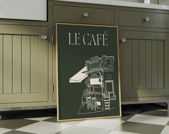 Le Cafe Print Aesthetic Kitchen Decor Coffee Bar Poster Fun Apartment Wall Art French Print French Cafe Print Wall Art