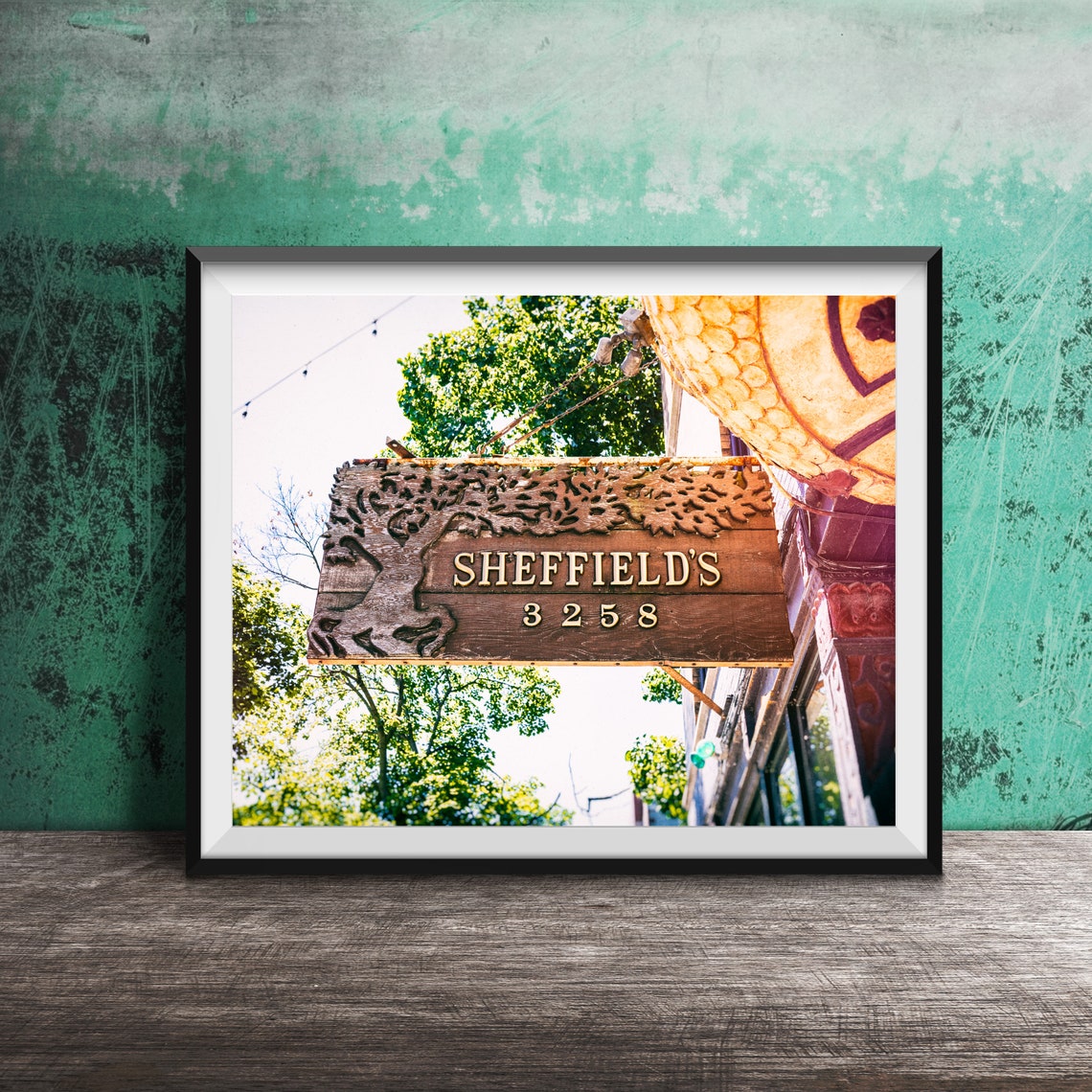 Sheffield's 3258 Chicago Rustic Hand Carved Wooden Bar Sign Poster