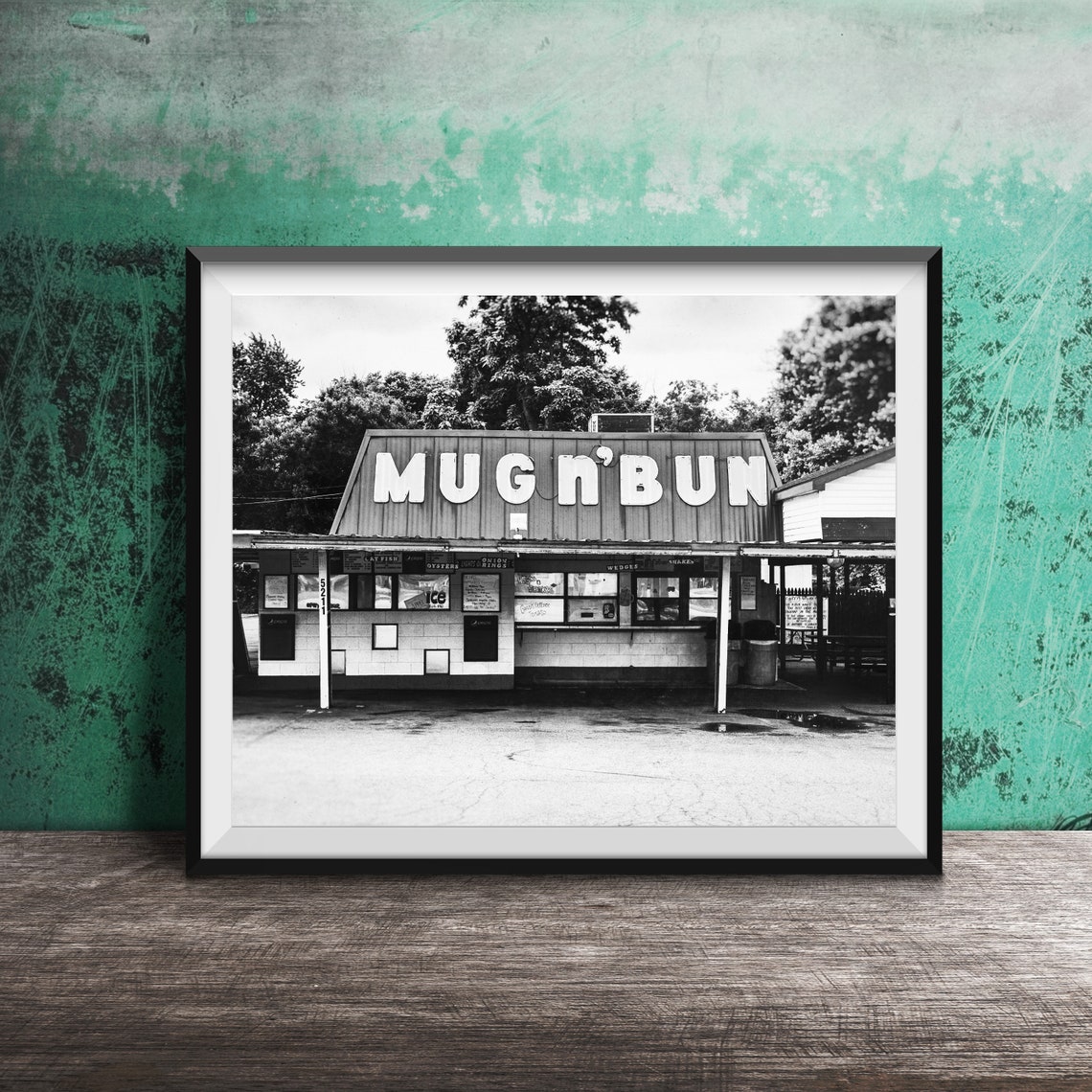 Mug N' Bun Vintage Yellow Drive-In Restaurant Storefront Poster - Image 2