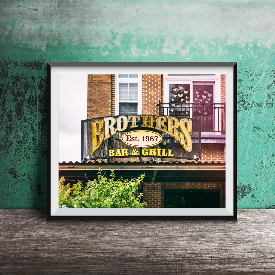 Brothers Bar and Grill Est 1967 Brick Building Facade Sign Poster