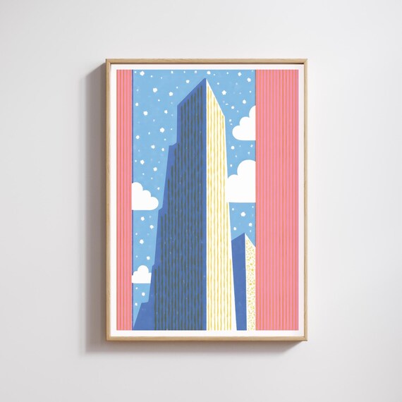 Abstract Skyscraper Cityscape Geometric Modern Colorful Wall Art