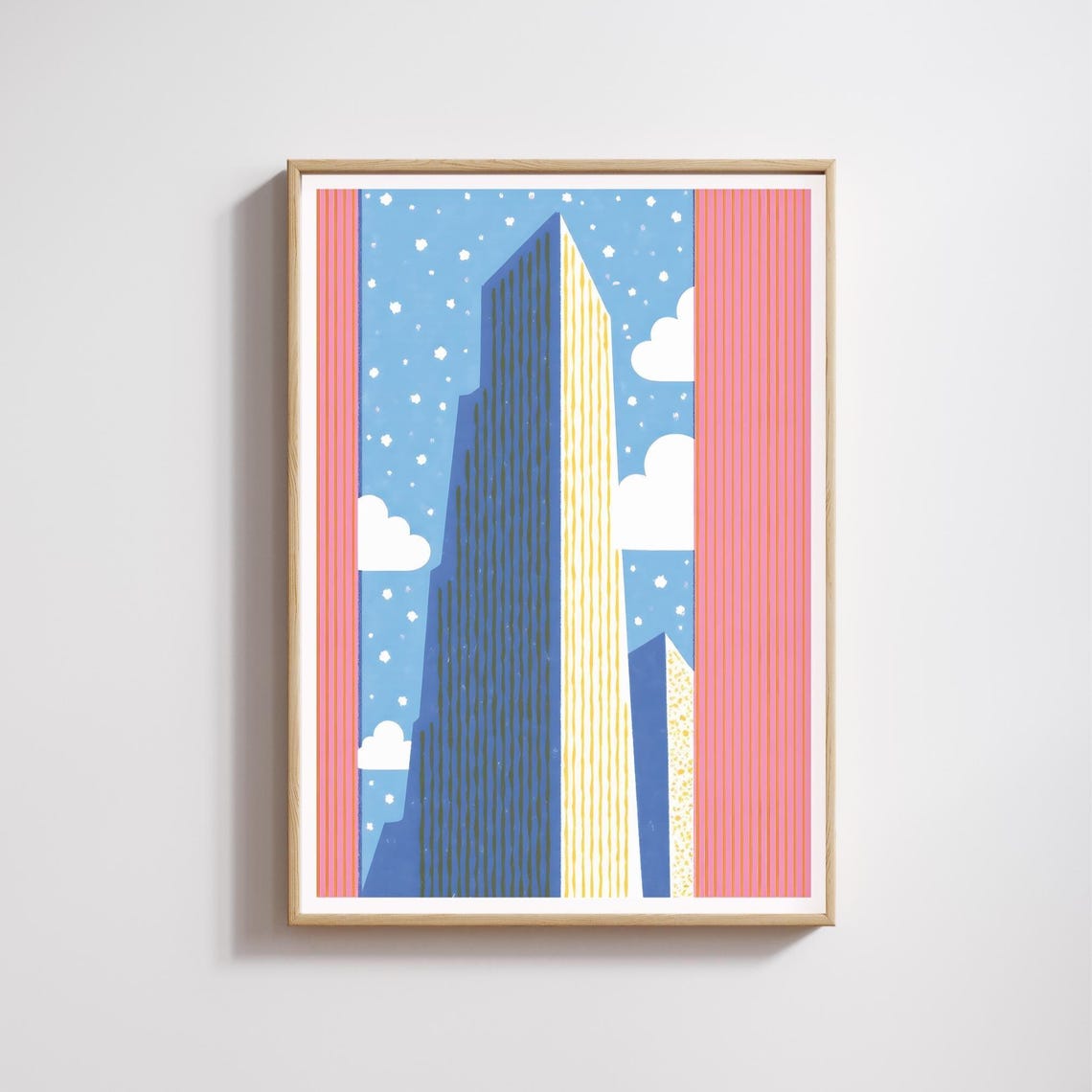 Abstract Skyscraper Cityscape Geometric Modern Colorful Wall Art