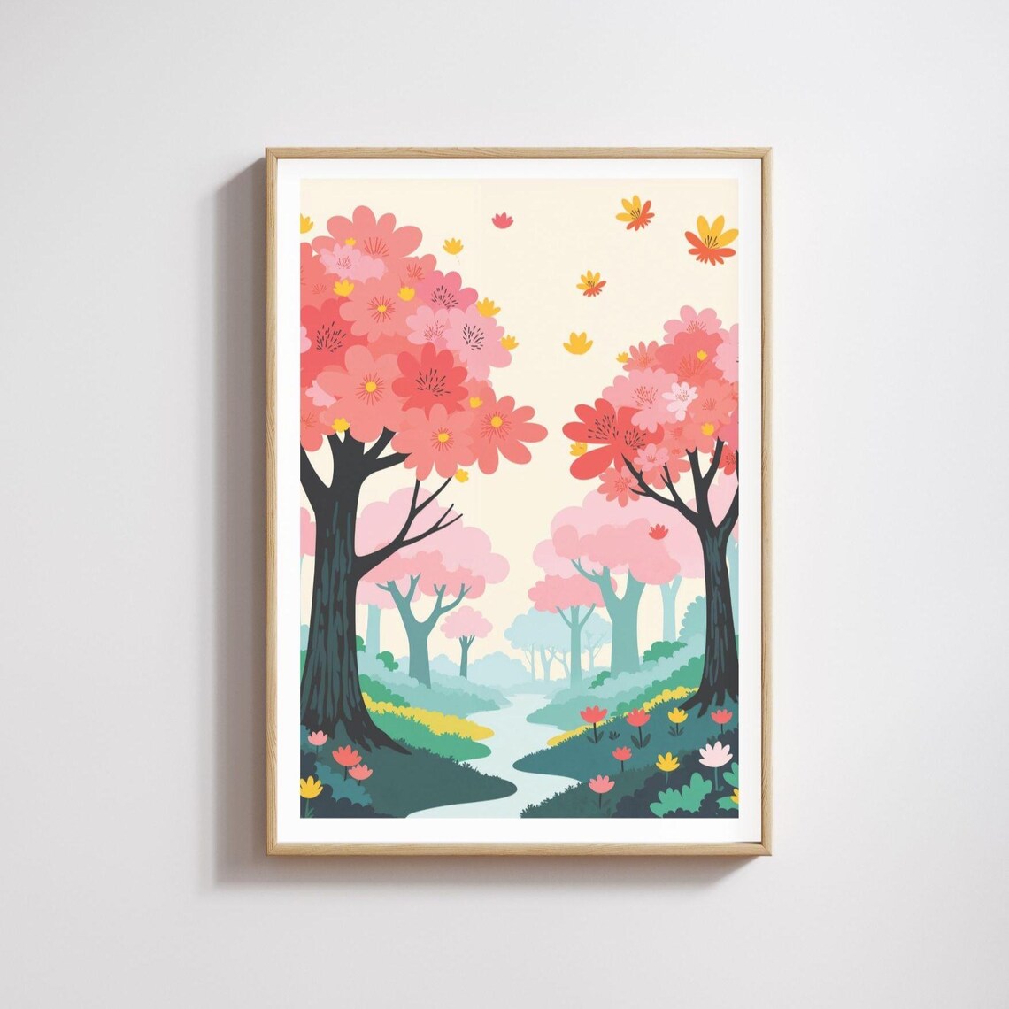 Tree Blossom Forest Illustrated Art Poster