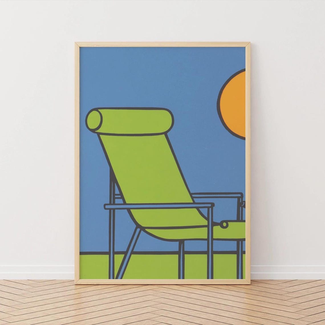 Modern Green Lounger Abstract Pop Art Summer Sun Outdoor Poster