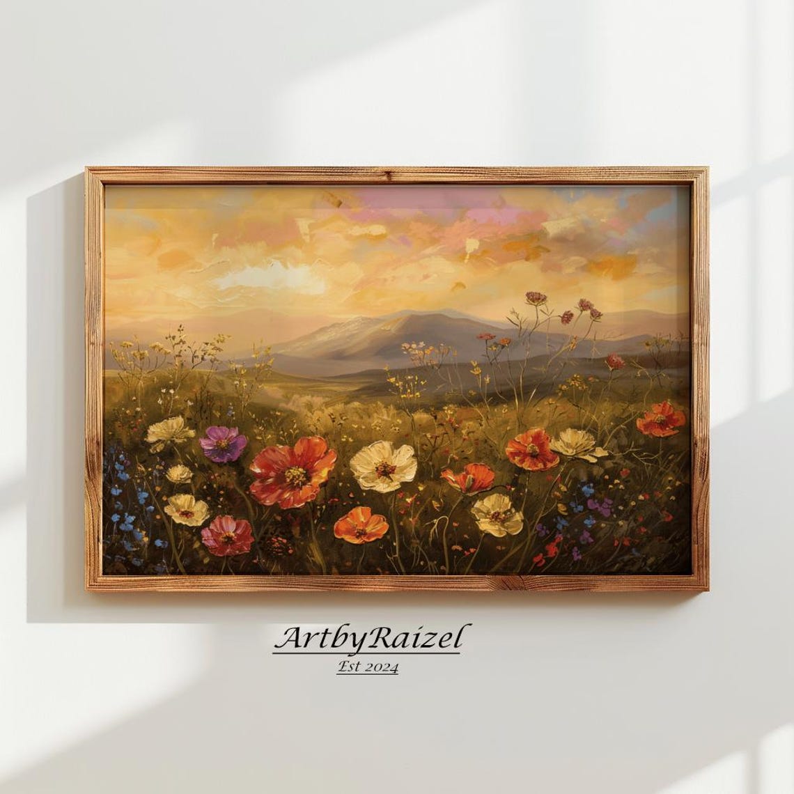 Frame Tv Wildflower Art Flower Meadow Warm Tone Field Landscape Country Painting Frame Tv Art Oil Painting Art