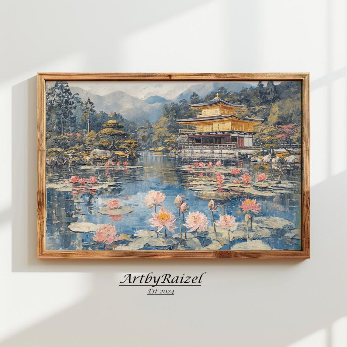 Golden Temple Lotus Pond Japanese Garden Painting Art Poster