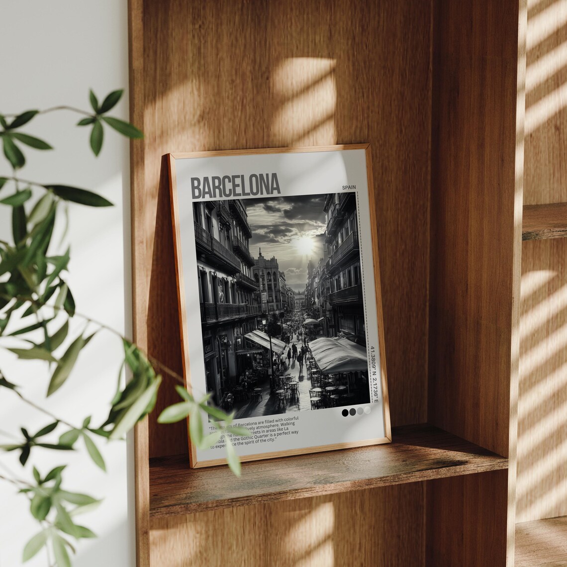 Barcelona Spain La Rambla Street Cafe Black White Photo Poster - Image 7