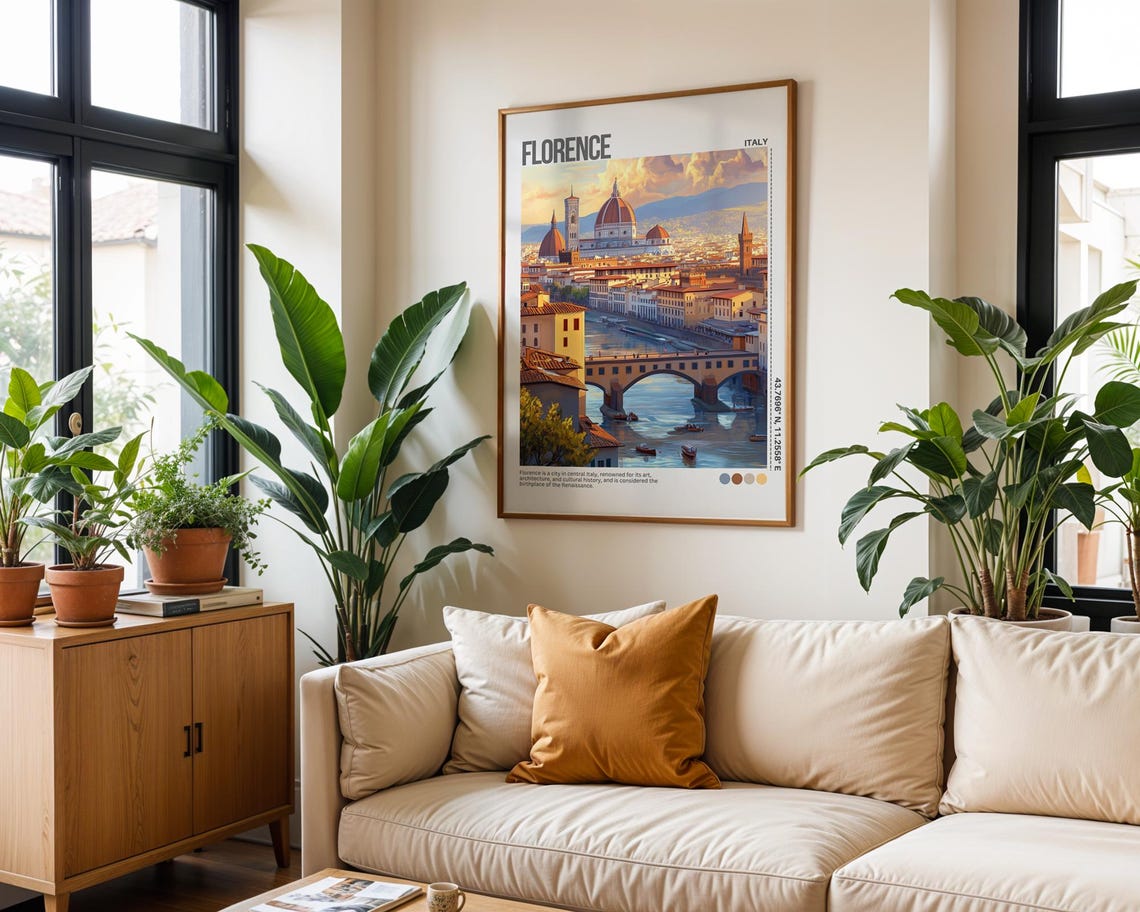 Florence Italy Duomo Cathedral Arno River Renaissance Travel Poster - Image 5