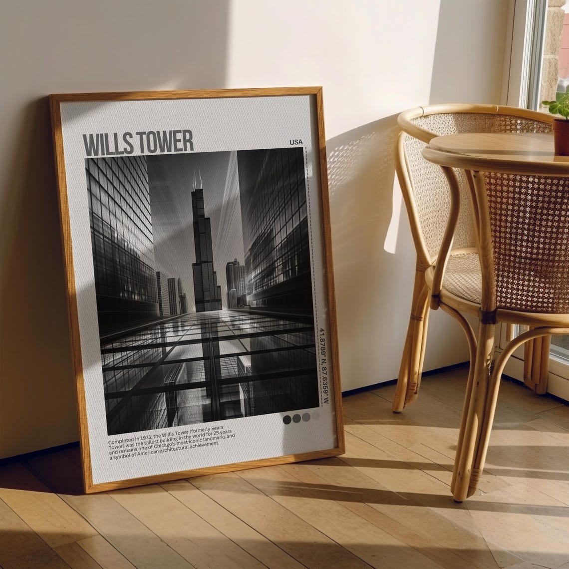 Willis Tower Chicago Black and White Skyscraper Travel Poster - Image 7