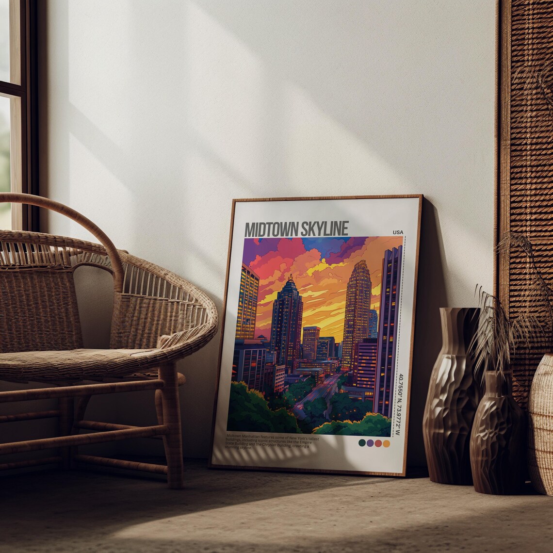 Midtown Manhattan Skyline Sunset New York City Travel Poster - Image 3