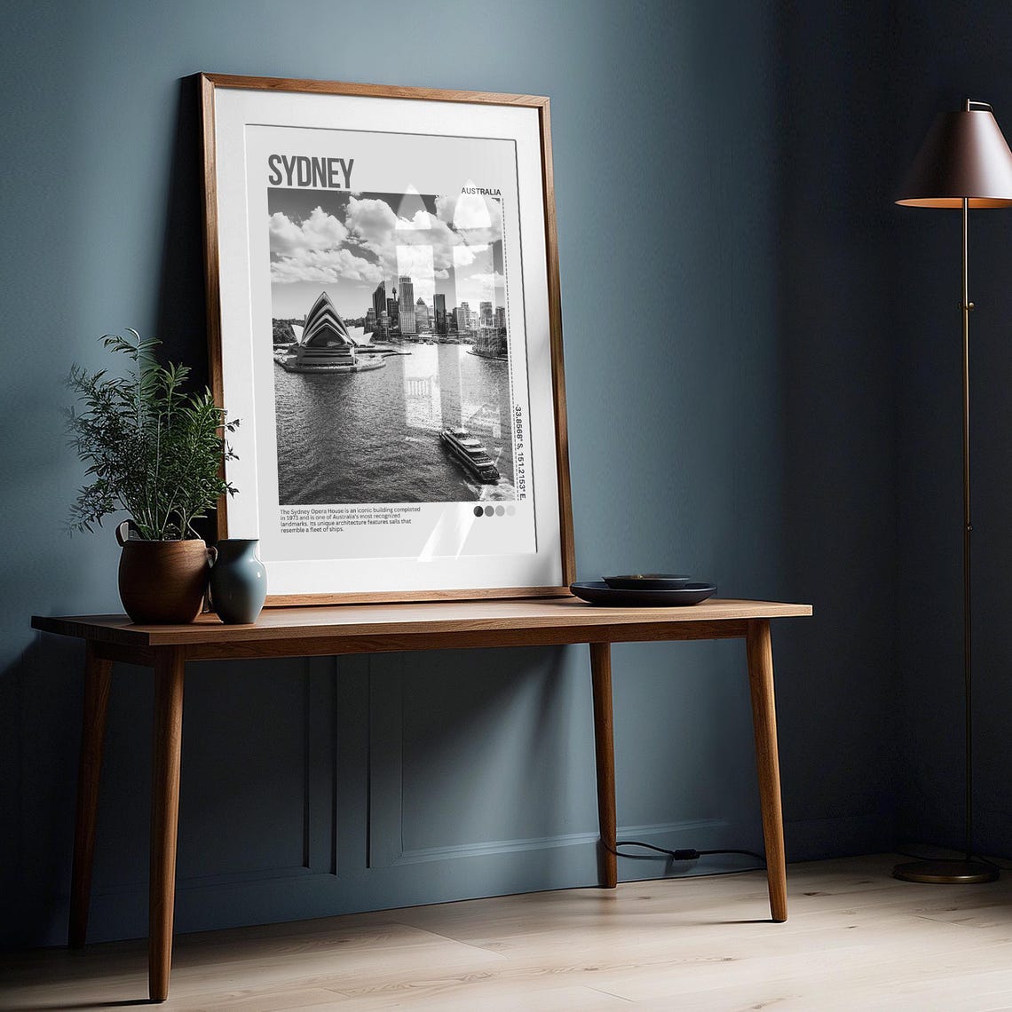 Sydney Australia Opera House Harbour Black White Photo Poster - Image 6