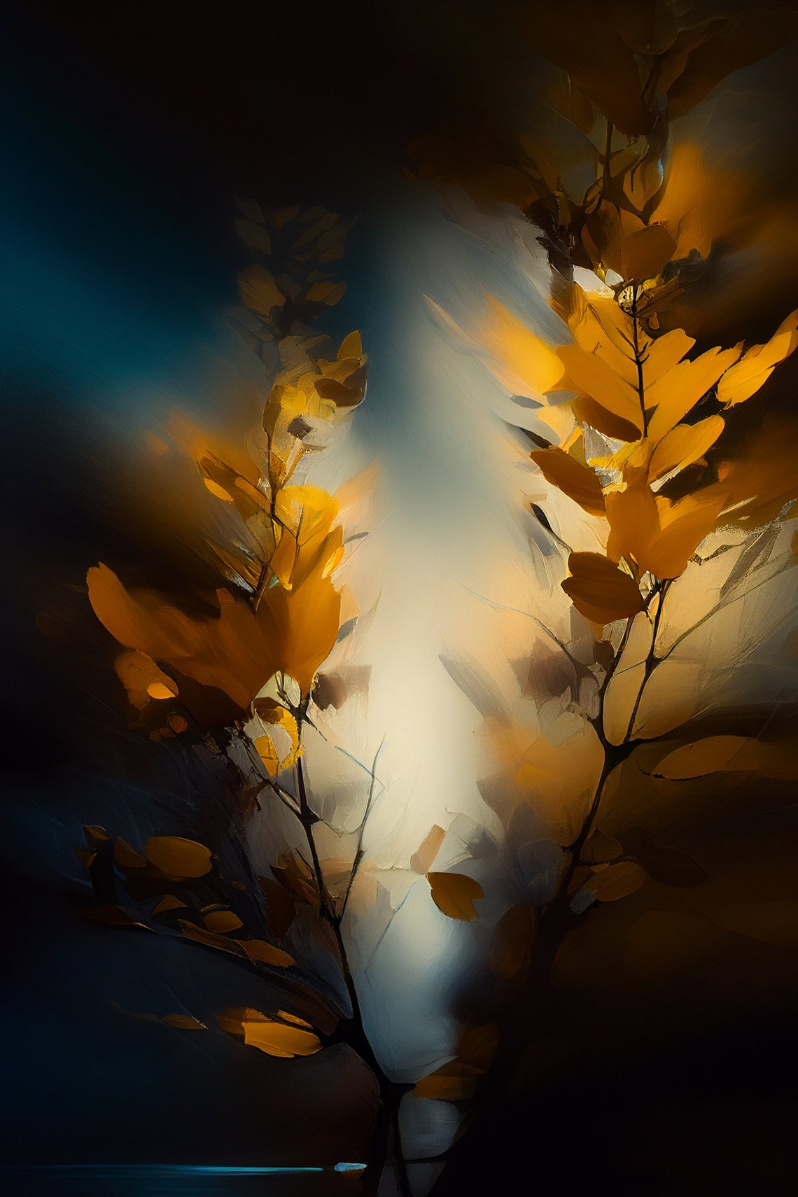 Abstract Autumn Branches Golden Light Blur Botanical Art Poster - Image 2