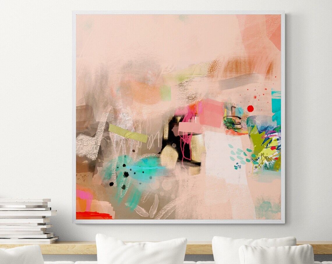 Light Coral Abstract Painting, Modern Art Print - Image 5