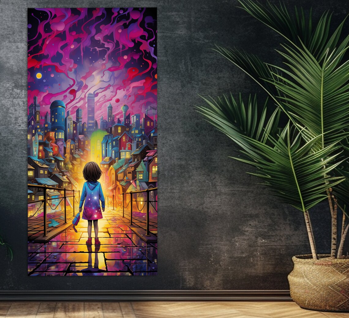 Abstract Fantasy Wall Art Little Girl With A Doll Print Fantasy Art Kids Room Decor Fantasy Painting - Image 2