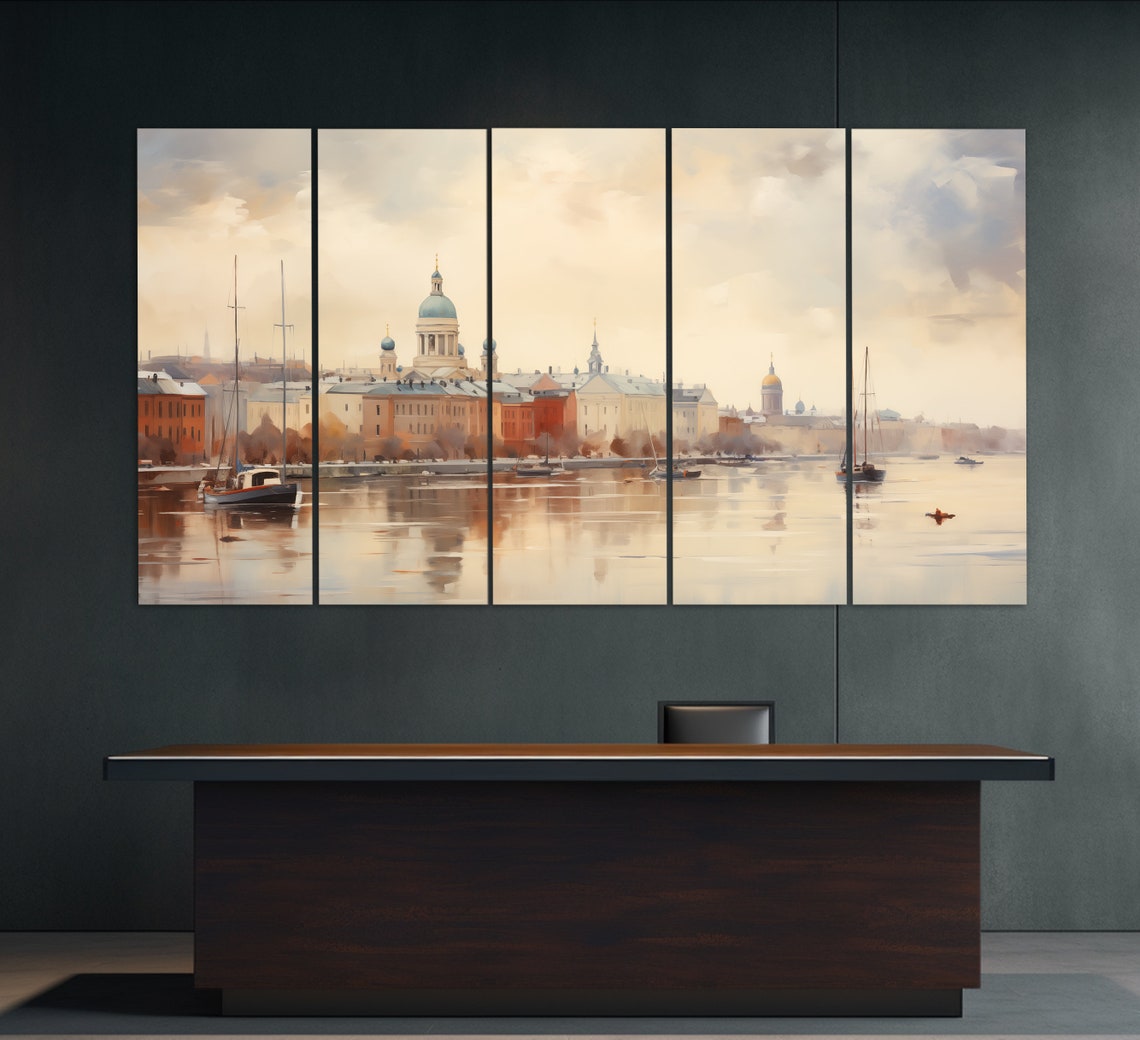 Helsinki Waterfront Cathedral Domes Sailboats Soft Pastel Poster - Image 5