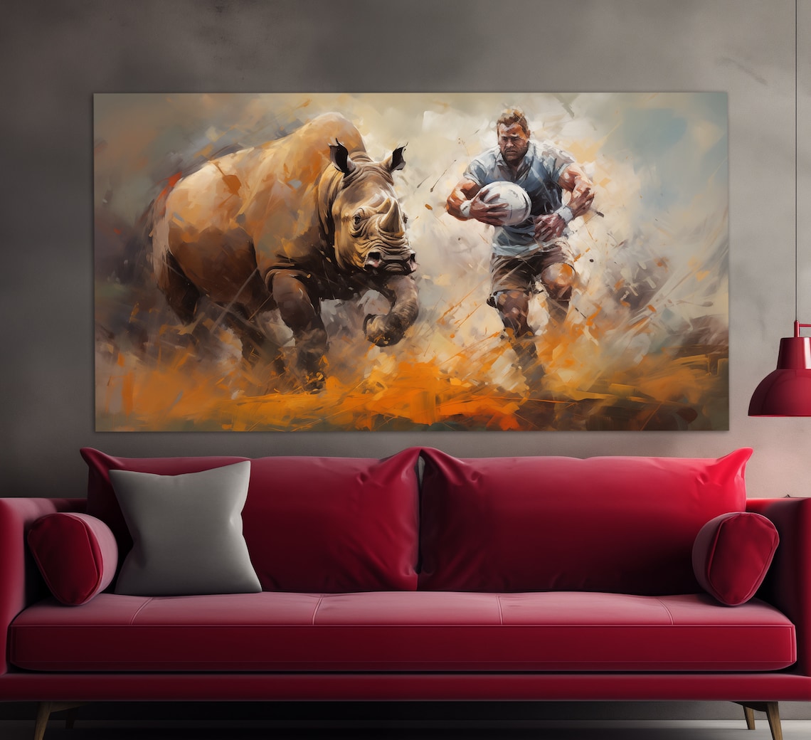 Abstract Rugby Print In A Vintage Oil Painting Style Rugby Wall Art Rugby Painting Rugby Poster Rugby Fan Gift - Image 4