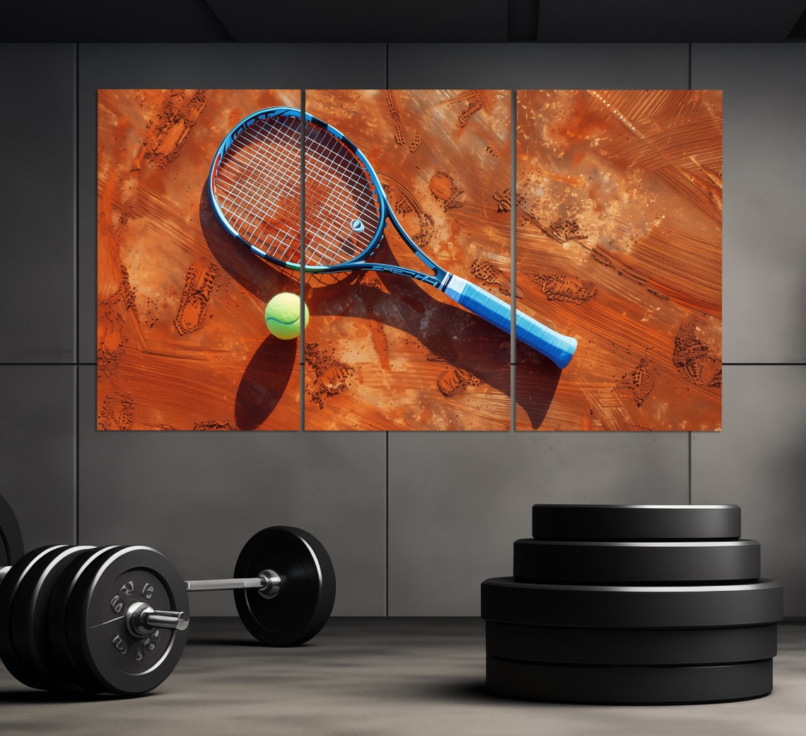 Abstract Tennis Wall Art Tennis Racket Print Tennis Painting Tennis Poster Tennis Fan Gift Tennis Club Wall Decor - Image 3