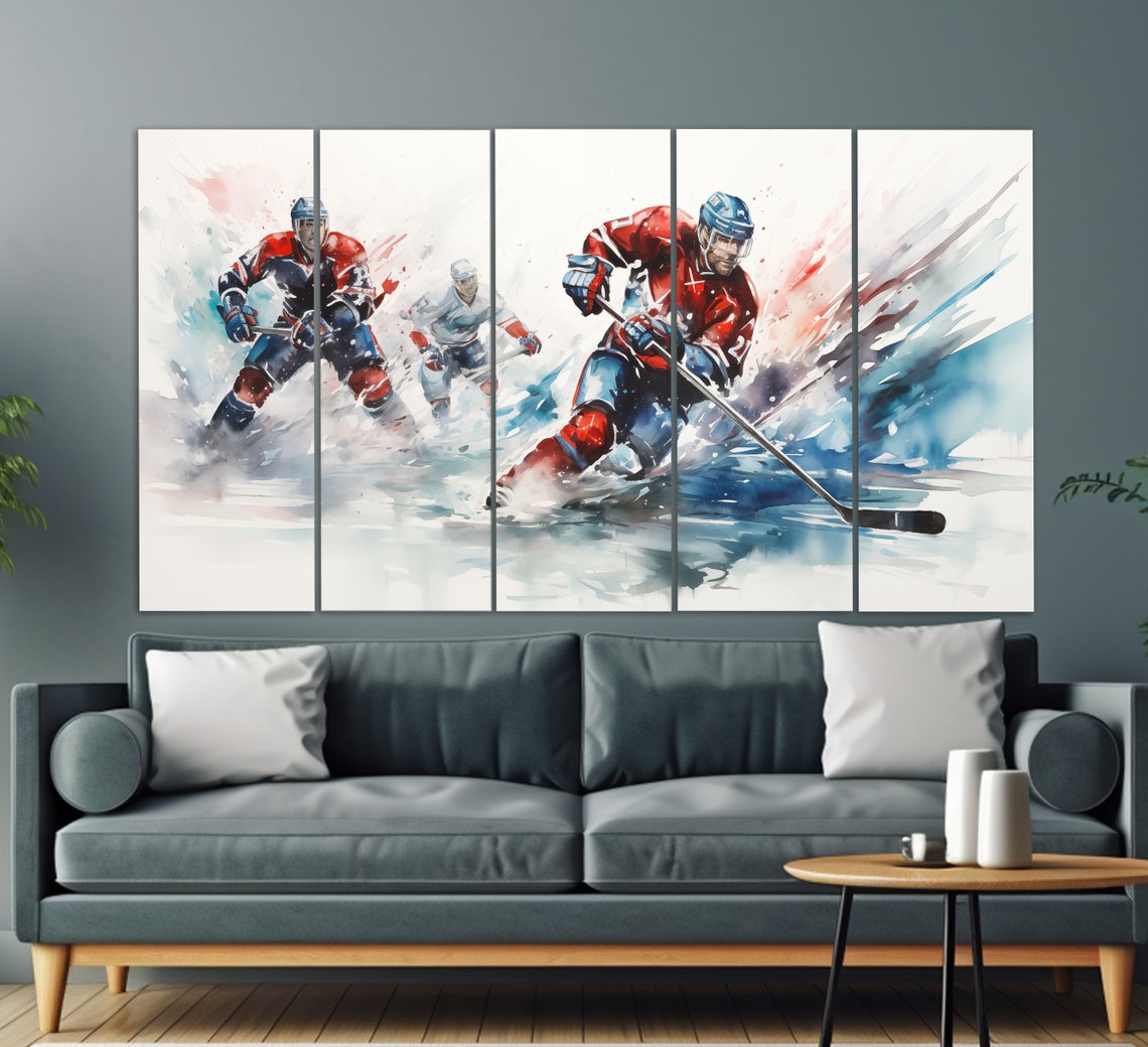 Abstract Ice Hockey Print In An Oil Painting Style Ice Hockey Wall Art Ice Hockey Painting Ice Hockey Poster Ice Hockey Fan Gift - Image 2