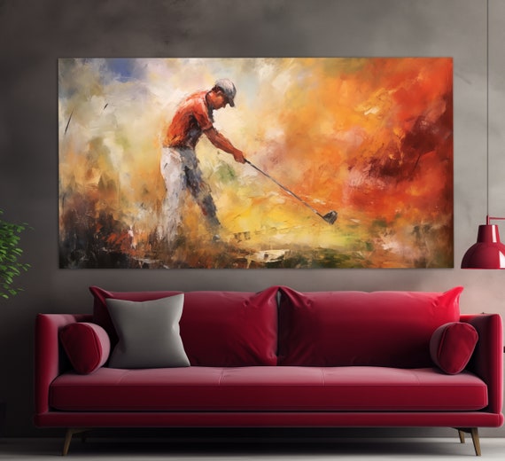 Golf Print In A Vintage Oil Painting Style Golf Wall Art Golf Painting Golf Poster Golf Fan Gift Golf Club Wall Decor