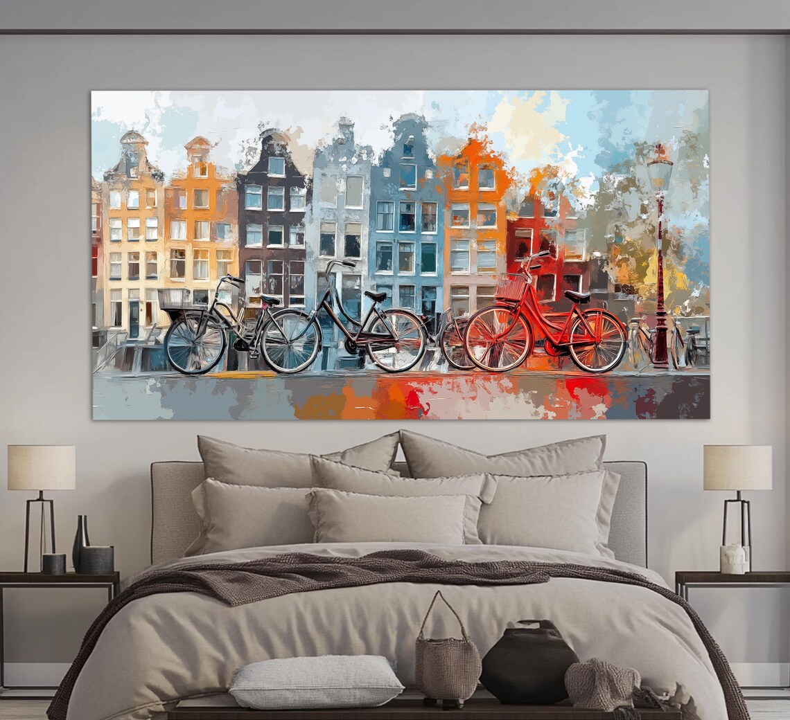 Bicycles in Amsterdam Abstract Wall Art Print