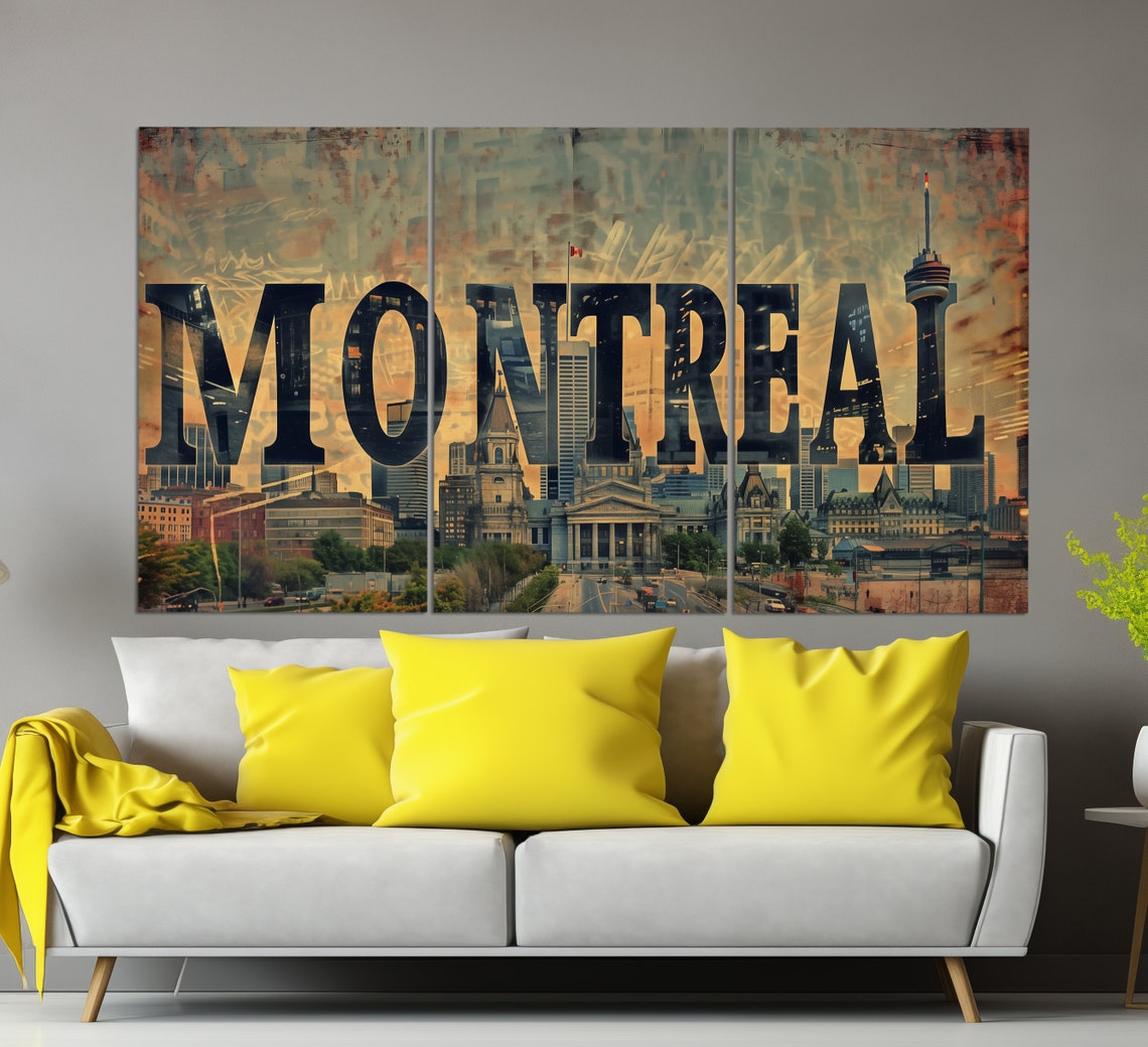 Montreal Canada Skyline Photo Typography Bold City Name Art Poster - Image 3